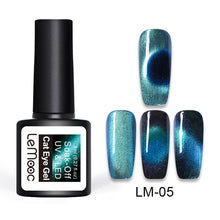 Load image into Gallery viewer, LEMOOC 8ml 5D Chameleon Glitter Magnetic Gel Polish Blue Purple Long Lasting Soak Off UV LED Gel Varnish Black Base Needed