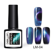 Load image into Gallery viewer, LEMOOC 8ml 5D Chameleon Glitter Magnetic Gel Polish Blue Purple Long Lasting Soak Off UV LED Gel Varnish Black Base Needed