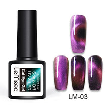 Load image into Gallery viewer, LEMOOC 8ml 5D Chameleon Glitter Magnetic Gel Polish Blue Purple Long Lasting Soak Off UV LED Gel Varnish Black Base Needed