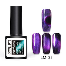 Load image into Gallery viewer, LEMOOC 8ml 5D Chameleon Glitter Magnetic Gel Polish Blue Purple Long Lasting Soak Off UV LED Gel Varnish Black Base Needed