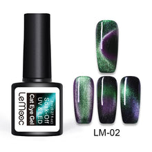 Load image into Gallery viewer, LEMOOC 8ml 5D Chameleon Glitter Magnetic Gel Polish Blue Purple Long Lasting Soak Off UV LED Gel Varnish Black Base Needed