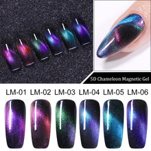 Load image into Gallery viewer, LEMOOC 8ml 5D Chameleon Glitter Magnetic Gel Polish Blue Purple Long Lasting Soak Off UV LED Gel Varnish Black Base Needed