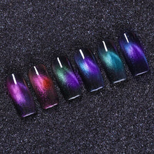 Load image into Gallery viewer, LEMOOC 8ml 5D Chameleon Glitter Magnetic Gel Polish Blue Purple Long Lasting Soak Off UV LED Gel Varnish Black Base Needed