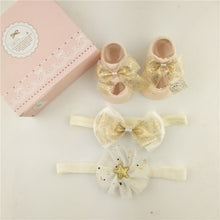 Load image into Gallery viewer, Newborn Baby Girls Headband Bow Flowers Cloth Hair Bands Hair Accessories  Gift Boxes Three-piece Suit