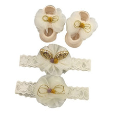 Load image into Gallery viewer, Newborn Baby Girls Headband Bow Flowers Cloth Hair Bands Hair Accessories  Gift Boxes Three-piece Suit