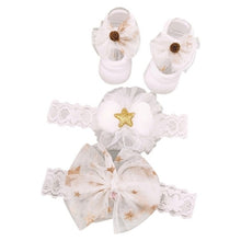 Load image into Gallery viewer, Newborn Baby Girls Headband Bow Flowers Cloth Hair Bands Hair Accessories  Gift Boxes Three-piece Suit
