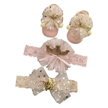 Load image into Gallery viewer, Newborn Baby Girls Headband Bow Flowers Cloth Hair Bands Hair Accessories  Gift Boxes Three-piece Suit