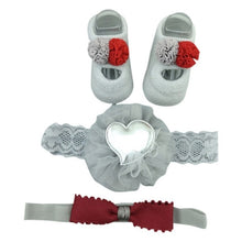 Load image into Gallery viewer, Newborn Baby Girls Headband Bow Flowers Cloth Hair Bands Hair Accessories  Gift Boxes Three-piece Suit