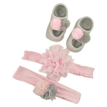 Load image into Gallery viewer, Newborn Baby Girls Headband Bow Flowers Cloth Hair Bands Hair Accessories  Gift Boxes Three-piece Suit