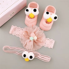 Load image into Gallery viewer, Newborn Baby Girls Headband Bow Flowers Cloth Hair Bands Hair Accessories  Gift Boxes Three-piece Suit