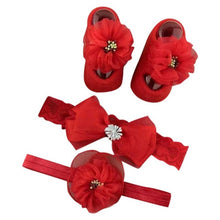 Load image into Gallery viewer, Newborn Baby Girls Headband Bow Flowers Cloth Hair Bands Hair Accessories  Gift Boxes Three-piece Suit