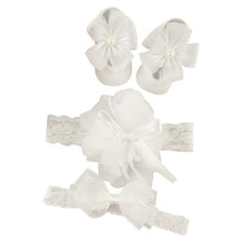 Load image into Gallery viewer, Newborn Baby Girls Headband Bow Flowers Cloth Hair Bands Hair Accessories  Gift Boxes Three-piece Suit