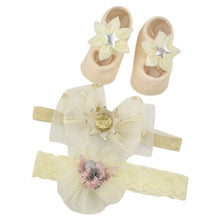 Load image into Gallery viewer, Newborn Baby Girls Headband Bow Flowers Cloth Hair Bands Hair Accessories  Gift Boxes Three-piece Suit