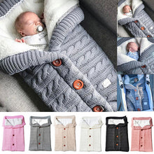 Load image into Gallery viewer, Newborn Baby Winter Warm Sleeping Bags Infant Button Knit Swaddle Wrap Swaddling Stroller Wrap Toddler Blanket Sleeping Bags