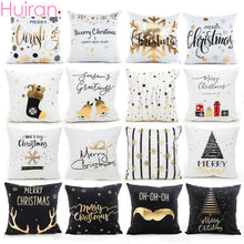 Load image into Gallery viewer, Huiran 45x45cm Christmas Pillowcase Merry Christmas Decorations For Home Navidad 2019 Xmas Pillow Cover Deco Noel Ornament Natal