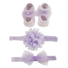 Load image into Gallery viewer, Newborn Baby Girls Headband Bow Flowers Cloth Hair Bands Hair Accessories  Gift Boxes Three-piece Suit