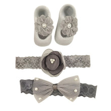 Load image into Gallery viewer, Newborn Baby Girls Headband Bow Flowers Cloth Hair Bands Hair Accessories  Gift Boxes Three-piece Suit