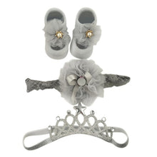Load image into Gallery viewer, Newborn Baby Girls Headband Bow Flowers Cloth Hair Bands Hair Accessories  Gift Boxes Three-piece Suit